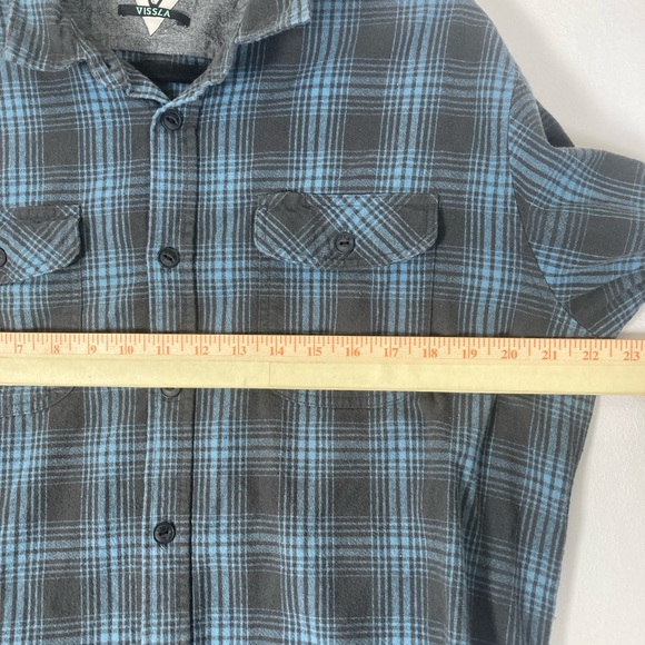 Vissla Button Up shirt Men’s XL Blue Green Very Nice Organic Cotton Plaid - Picture 12 of 16